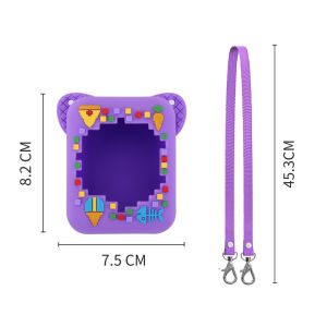 Silicone Carrying Travel Case with Lanyard Protective Storage Holder Anti Drop 3D Food Print for Bitzee Virtual Electronic Pet