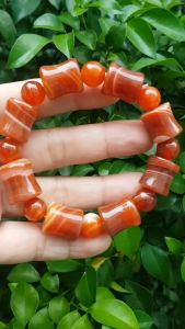 💗💗Vòng tay đá mã não đỏ kiểu hạt to lu thống 14mm với hạt tròn 10mm nam nữ mệnh hỏa mệnh thổ đeo xinh đẹp tay chỉ có 480k ạ