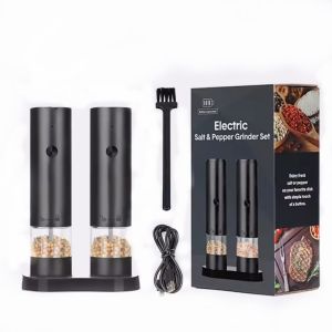 USB Rechargeable Electric Salt and Pepper Grinder Adjustable Coarseness Large Capacity Auto Spices Grinders Kitchen Cooking Tool