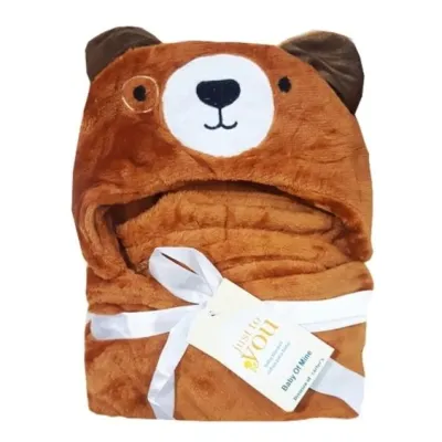 Selimut Bayi Topi Boneka 3D Karakter Lucu – Selimut Fleece Lembut & Hangat untuk Bayi Baru Lahir