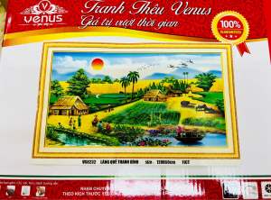 Tranh thêu kín Phong cảnh làng quê vs8232 kích thước 120 x 60 cm