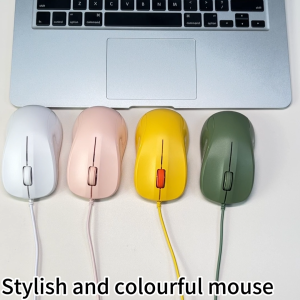 BOW M136U Non-slip Material Wired Computer Ergonomic Portable Mouse  Green White Black Pink Suitable for Notebook