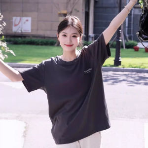 SHUQINGLAI | Black Short Sleeve Casual T Shirt 100% Cotton Loose