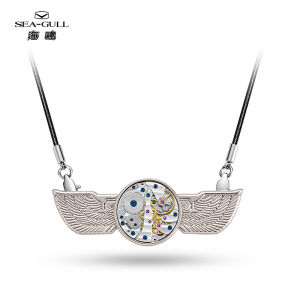 สร้อยคอ Silver Wing Sea-Gull แบบมีสายปีกเงิน ดีไซน์แฮนด์เมด สำหรับผู้ชายและผู้หญิง จี้ปะการังสีทองแดง สไตล์ลำลอง คอลเลกชั่นฤดูร้อน 2024
