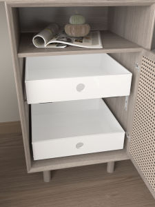 New Full PP Material Kitchen Cabinet Drawer Tray with Track Cabinet Closet Cosmetic Multi-layer Storage Box Pull Basket