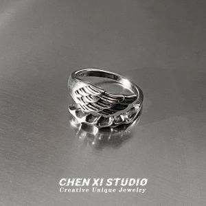 แหวนเปิดรูปมีนกินทร์และสัตว์ประหลาดสำหรับผู้ชาย แหวนทรงเรโทรแบบเปิดที่ปรับได้ แหวนรูปบ้าน แหวนรูปปีกเล็ก แหวนรูปตัวอักษรแบบเปิดที่ปรับได้