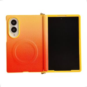 szhaiyu | Shockproof Gradient Color Leather Magnetic Wireless Charging Phone Case for Samsung Galaxy Z Fold 8 Fold8 Hinge Protective Cover
