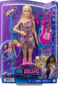 Barbie Big City Big Dreams Singing Malibu Roberts Doll 11.5-in Blonde with Music Light-Up Feature Microphone & Accessories GYJ23