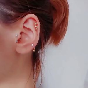1 Đôi Khuyên Tai Tròn Bằng Thép Không Gỉ Đính Đá CZ Dành Cho Nữ Kiểu Dáng Thời Trang Thích Hợp Cho Các Lỗ Xỏ Như Tragus Cartilage Helix Conch Rook Daith Lobe.