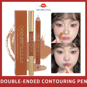 【Natural style】Matte White Double Ended Contour Pen Brightening Concealer Pen 2 in 1 Natural Makeup