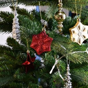 TOPONE SET OF 6PCS Christmas 8cm Plastic Pendant Christmas Ball Decoration Pentagram Snowflake Gift Bag Christmas Tree Pendant