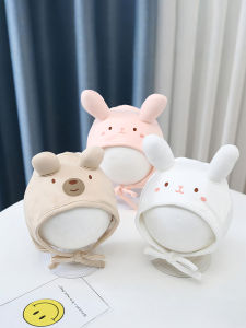Korean Style Baby Rabbit Ear Warm Cotton Hat Spring Autumn Pure Cotton Snug Fit Newborn Cap Cozy Ear Protection Headwear