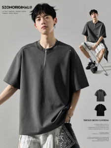 SZON | Áo Thun Tay Ngắn Mở Nửa