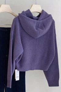Purple Knit Sweater with Zipper and Hoodie: High-End Fashionable Womens Cardigan for Autumn/Winter Ideal for Birthday Parties