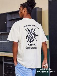 VEIDOORN American Style Basketball Training Shortsleeve Tshirt Mens Breathable Polyester Sports Running Top Trendy Mesh