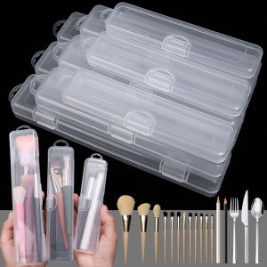 3Pcs Portable Makeup Brush Organizer Eyebrow Pencil Chopsticks Tableware Transparent Storage Box with Lid Durable Organizer Tools ﻿