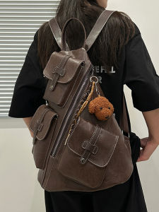 Fashionable Retro Backpack for Women Casual Large Capacity College Student Bag Leisure Trendy Backpack with Zipper Closure