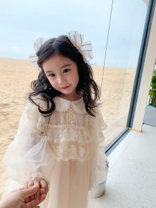 ตุ๊กตามุกเด็กผู้หญิง ปกเสื้อ ลูกไม้ เจ้าหญิง เดรส กระโปรงยาวปานกลาง ฤดูใบไม้ผลิ แฟชั่นใหม่ตาข่ายตาข่ายแขนยาว ซิป เจ้าหญิงชิ้นเดียว เดรส