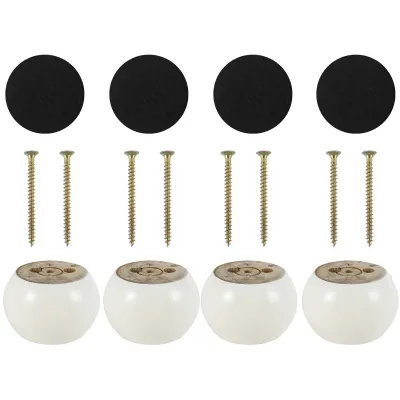 4Pcs Furniture Leg Solid Wood Round Shape Bun Feet 5cm Tall Replacement Sofa Legs for Couch Chair Coffee Table Cabinet Furniture