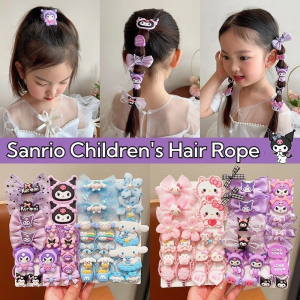 16/18Pcs Set Kawaii Sanrio Hair Ties Anime Hair Ring Kuromi Hair Rope Cartoon Hair Band Accessories Hair Clip Beach Hairpin Barrettes Accessories Hair Tie Ponytail Tie