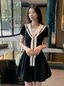 CHOUXIE | French Style Elegant Black Blossom Dress