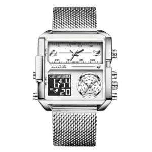 LIGE 2024 Fashion Dual Display Watch Women Top Brand Luxury Creative Square Watches Ladies Casual Gold Watch Relogio Feminino