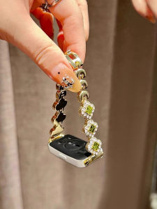 Uhada Fashion Four Leaf Clover Full Diamond Smart Watch Band for Huawei Mens Sports Bracelet Creative Small Fragrance Style