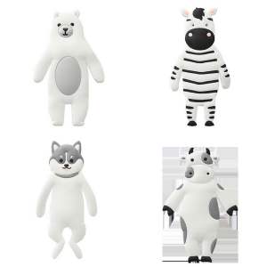 ที่แขวนติดผนัง น้องสัตว์น่ารักก สามารถงอแขน งอขา จัดท่าเองได้ (1 set 4 ชิ้น 4 ลาย)