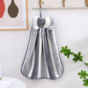 Soft Coral Fleece Kitchen Bathroom Hanging Hand Towel Butterfly Knot Absorbent Wipe Cloth for Bath Room Macaron Color Trend