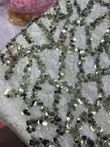 Green African Sequins Lace Fabric 2026 High Quality Tulle Lace French Nigerian Net Beaded Lace Fabric For Sewing Wedding Dress