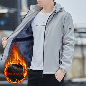 JIFANPAUL | Warm and Fleece-lined Mens Coat with Removable Hood