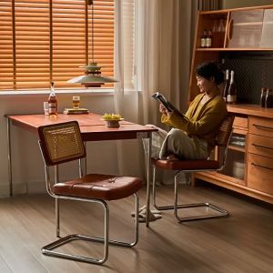 【บรรจุ 2 ชิ้น】เก้าอี้หนัง เก้าอี้หวาย  เกี่ยวกับชาวนอร์ดอร์ดิก ครัวเรือน คาเฟ่