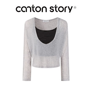 Cantonstory | Sun Protection Stripe Tank Top and Long Sleeve T-shirt Set