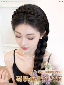 Băng Đô Giả Tóc Mèo Xương Cá Kiểu Hàn Quốc Hấp Thụ Từ Tính Không Để Lại Dấu Vết Giả Mạo Một Mảnh Giả Mạo Tóc Giả Cho Người Lười Biếng