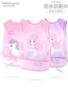 Childrens Painting Apron Kindergarten Painting Art Waterproof inside-out Wear Sleeveless Baby Girl Coverall Eating Bib Pinny