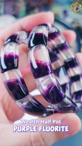 Collection Grade Natural Wealth Half Pot Purple Fluorite Shou Pai Bracelet