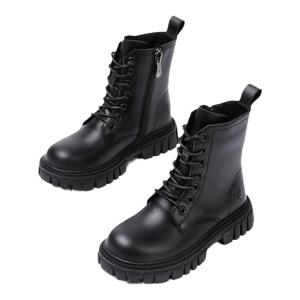 Elle Kids Genuine Leather Martin Boots for Girls And Boys Spring Autumn New Style Childrens Short Boots round Toe Flat Bottom