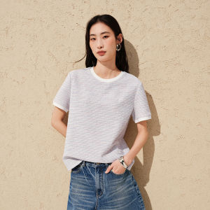 PEACEBIRD | Upgraded Casual Chic Loose Round Neck Color Block Knit T-Shirt