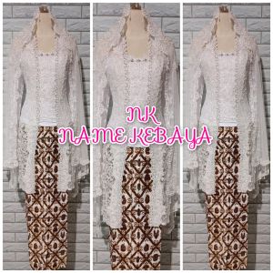 set kebaya brukat akad nikah kebaya brukat tunik kebaya premium kebaya termurah + slendang mutiara