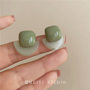 French Romantic Acrylic Geometric Mosaic Earrings High-End  Small-Niche Matte Pearl Bead Earrings Fashionable Womens Jewelry