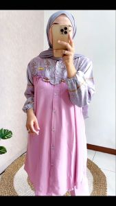 Setelan Tunik Crinkle Wanita Terbaru Kekinian Jumbo Viral Dewasa Ibu Ibu One Set Ootd Hijab Maxmara