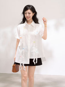 KEIKO | WHITE Lace Ruffle Loose Stylish Design Top