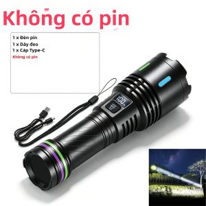 Đèn Pin LED Siêu Mạnh 990000000LM Có Thể Sạc Lại Đèn Pin Tầm Xa 6000M Để Cắm Trại Săn Bắn Khẩn Cấp Câu Cá Không Thấm Nước