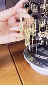 Bông tai nữ đi làm thời trang - khuyên tai nữ ngầu bong tai dài đính đá khuyên tai nữ sang chảnh bong tai nữ kiểu vàng 18k bông tai nữ dài bông tai đi tiệc sang chảnh bong tai nu OU174.45472 BSTKD - [NaLa Shop]