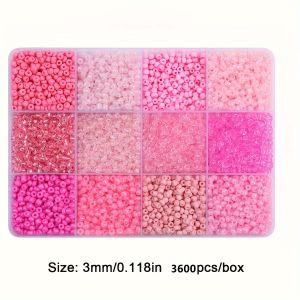 3600pcs 3mm Glass Seed Beads Assorted Colors 12-grid Storage Box DIY Jewelry Making Kit Loose Beads For Bracelets Necklaces