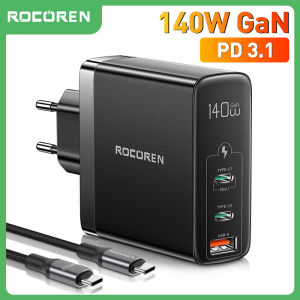 Rocoren 140W GaN USB C Charger PPS PD 3.1 Quick Charge 4.0 QC 3.0 Type C Fast Charging For Macbook Pro iPhone 14 Xiaomi Samsung
