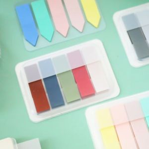 Transparent Sticky Label | PET Waterproof Bookmark Sticky Notes | Morandi Sticky Note | High Transparency Clear Notes Memo Pad | INS Style Colorful Memo Pad | Learning Memory Stationary Decoration Sorting Label Memo Pad Office Student | Ready Stock