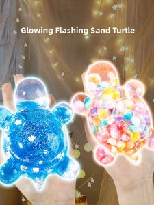 Glowing Crystal Turtle Doll Toy Night Light up Small Turtle Ornaments Female Kids Simulation Animal Dolls Collectibles Toys