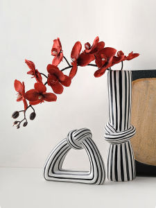 กระติกดอกไม้เชือกลายทางเรียบง่ายและมีศิลปะแบบโมเดิร์นสำหรับตกแต่งบ้านในห้องนั่งเล่นและประตูเข้าบ้าน