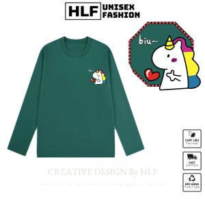 Áo thun dài tay form xuông rộng cotton 100% con kì lân Biu áo tay dài nam nữ HLFashion